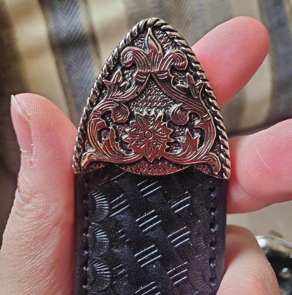 Bull Hide Belt Co. The Wayne Basket Weave Embossed Leather Belt Black Size 44 - Picture 6 of 15